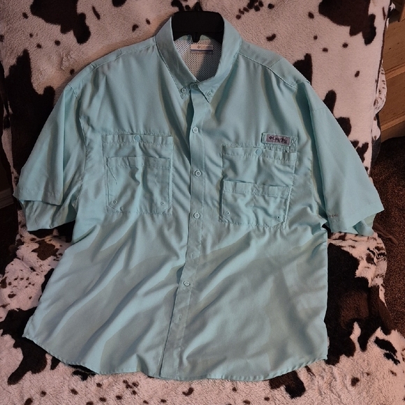 Columbia Blue Casual Button Down Shirt - Picture 1 of 8